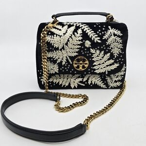 Tory Burch Velvet Willa Beaded Mini Top Handle Bag